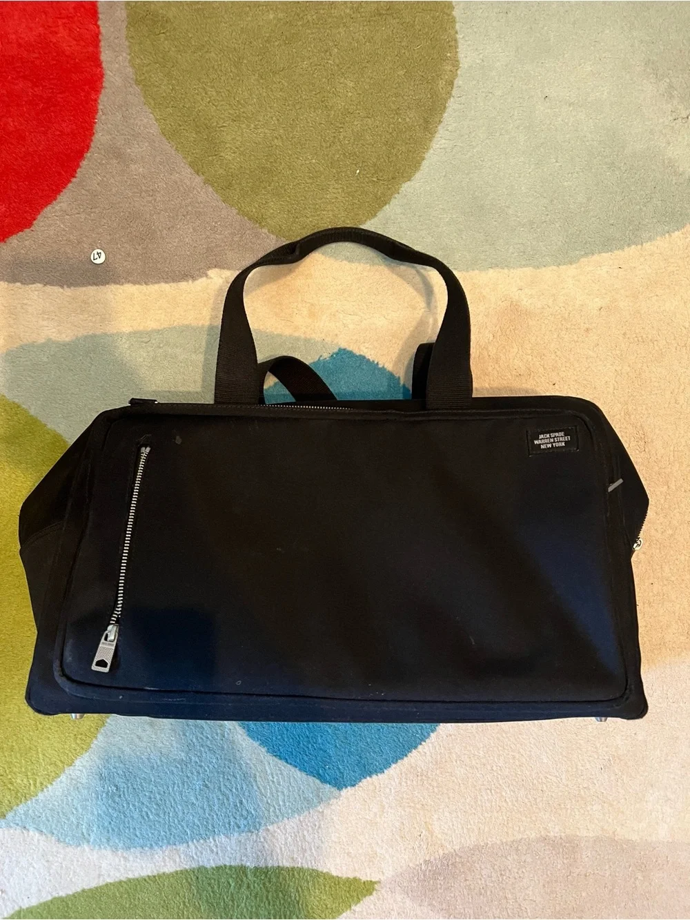 JACK SPADE Navy Black Canvas Duffle Bag - no long strap!